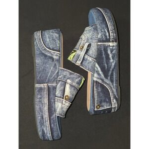 Denim Platform Wedge Sandals Slides Women's Size 40 Blue Jean‎ Slip On